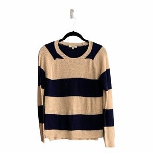 Madewell Striped Long Sleeve Knit Sweater Blue and Tan Size Xsmall